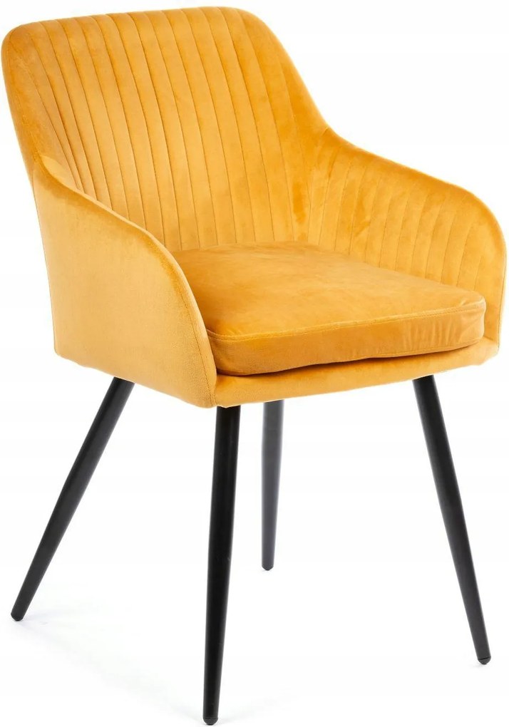 Kárpitozott Szék Nappali Étkező Velúr Modern Loft Sárga Velúr
