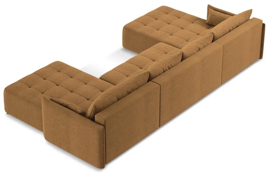 Terrakotta színű kinyitható-tárolóhelyes (U alakú) sarokkanapé Moku – Makamii