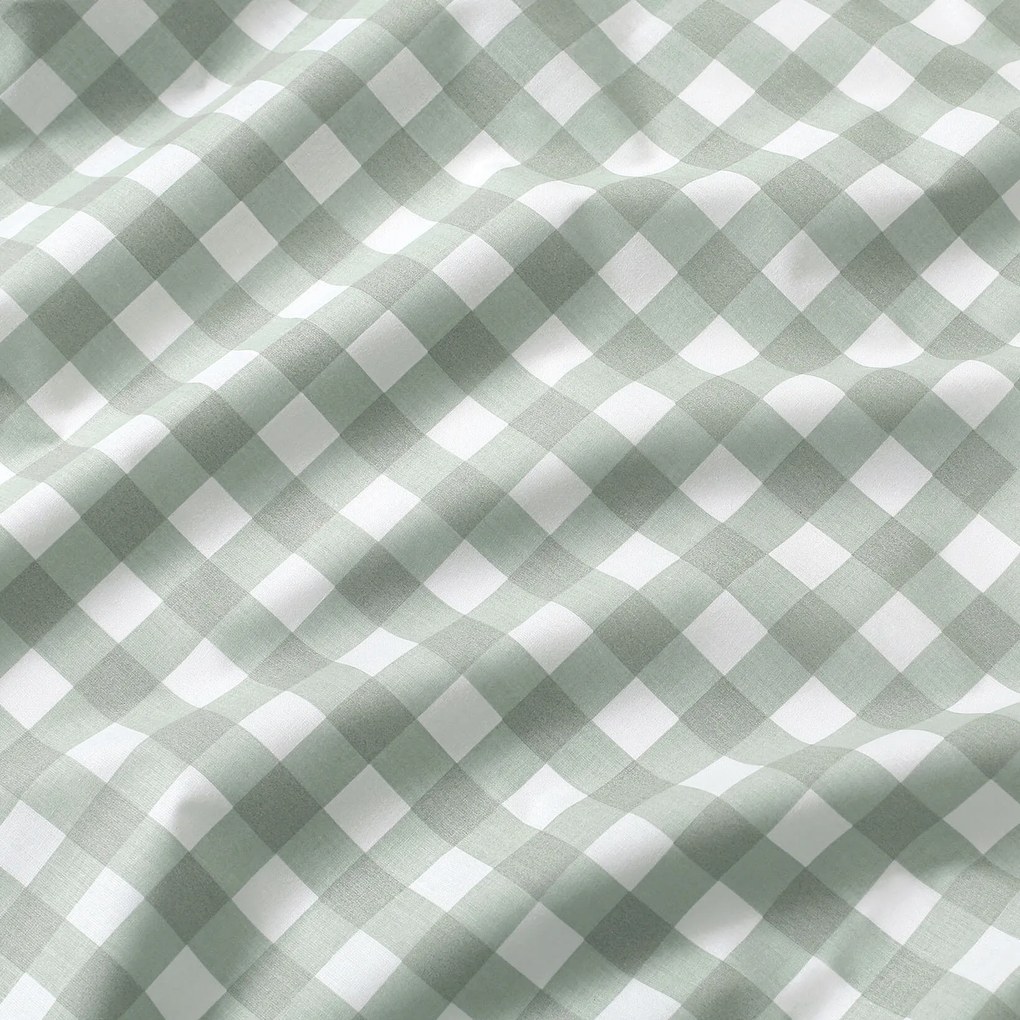 Goldea pamut gumis lepedő - zsálya színű kockás 140 x 200 cm
