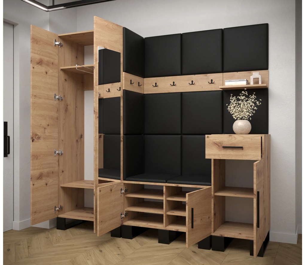 Előszobabútor Amanda 13 (artisan tölgy + zöld). 1085967