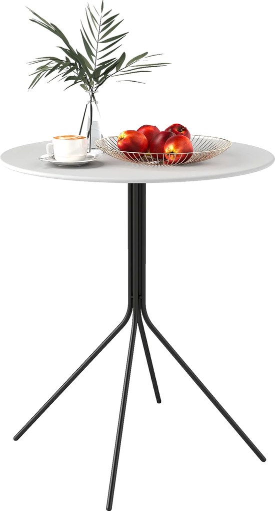 Outsunny Kerek Kertasztal Ø 60 cm, Acél Vázú Terasz Asztal, Benti és Kinti Használatra, Erkélyre, Teraszra, Sötét Szürke | Aosom