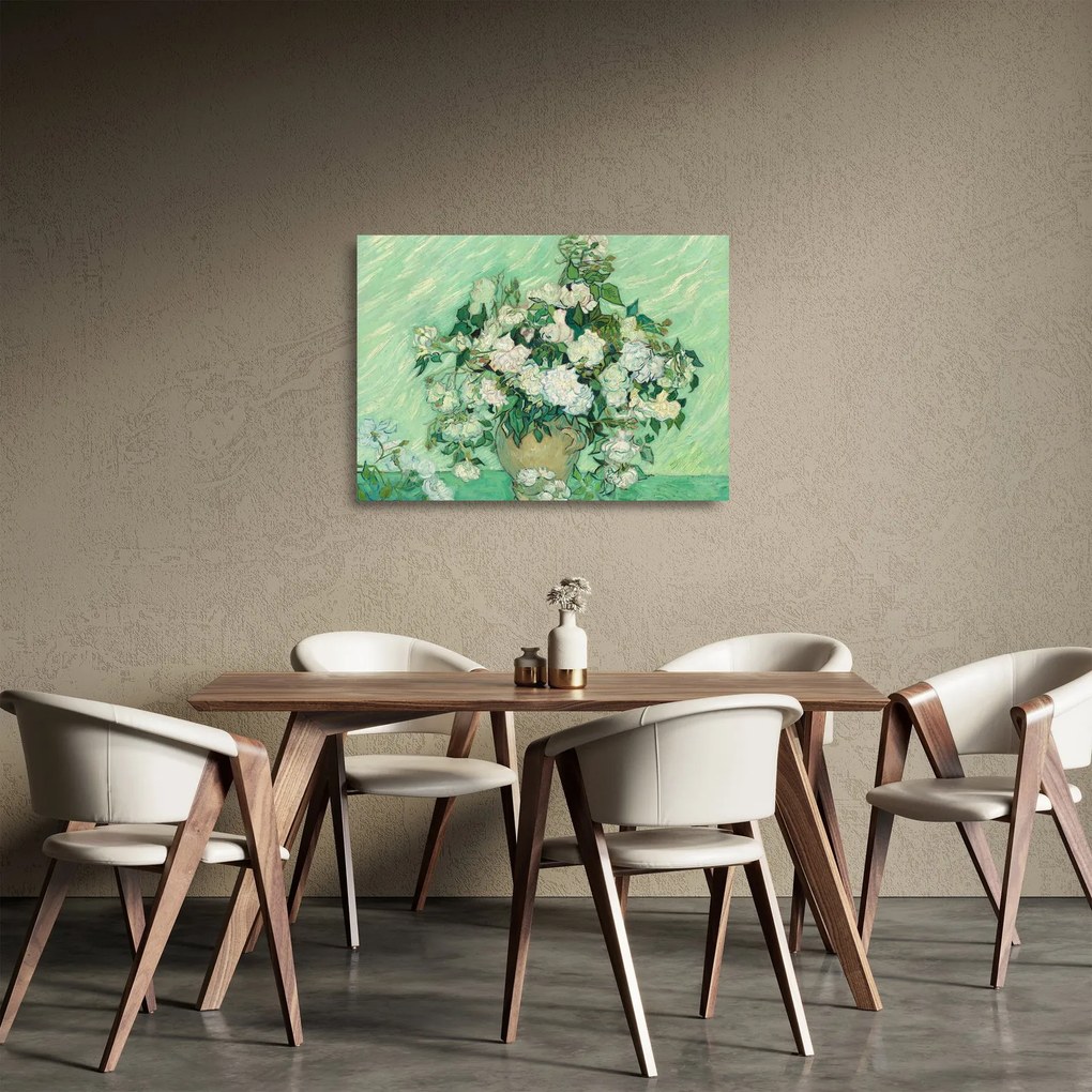Üveg kép - Vincent van Gogh, Roses, reprodukciók (70x50 cm)