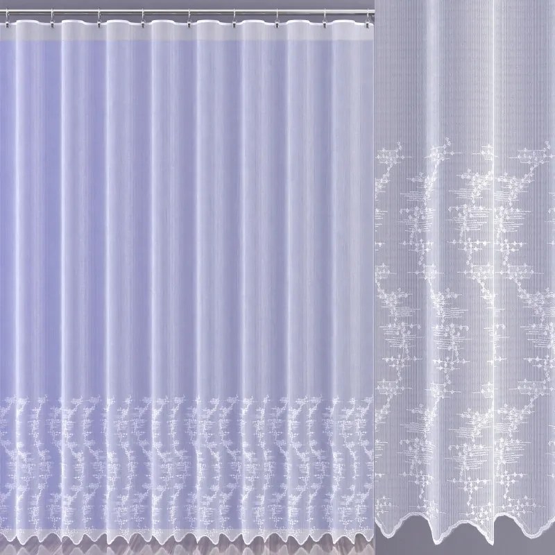 Gyönyörű finom hímzett enzo függöny fehér 300 cm magas Wirta