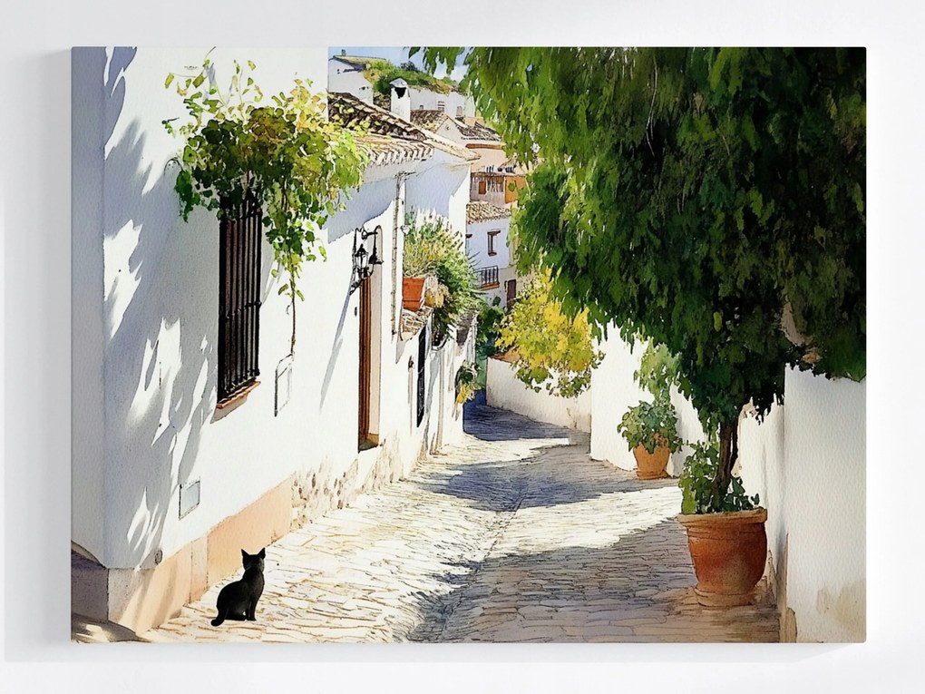 Vászonkép Canvas Tájkép Város Dél Utca Fekete Macska 80x60