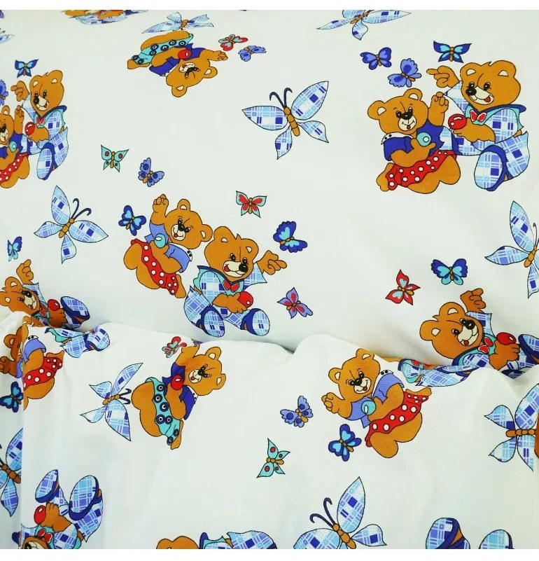 EMI medvés fehér gyerek ágyneműhuzat, Párna 70x90