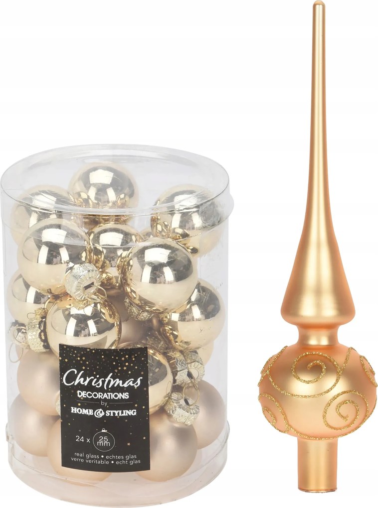 Készlet Karácsonyi dísz Díszek 24 db, ø 2,5 cm, fényes/matt arany
