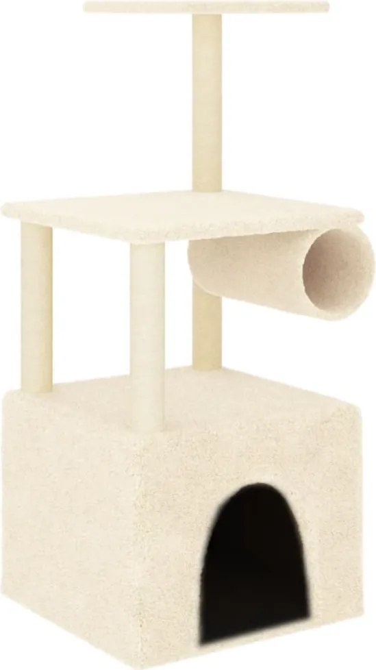 vidaXL krémszínű macskabútor szizál kaparófákkal 109,5 cm