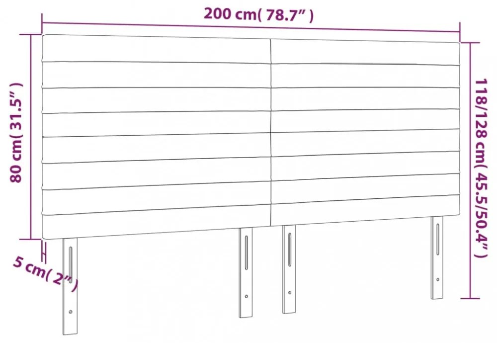 4 db világosszürke szövet fejtámla 100x5x78/88 cm