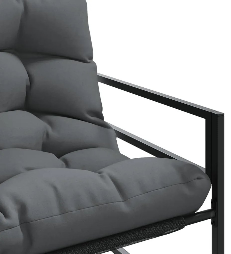 antracitszürke acél kerti pad párnával 113 cm