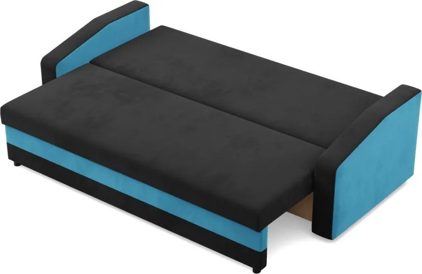 Hewlet kanapéágy, szövet anyag, hab töltet, fekete - kék