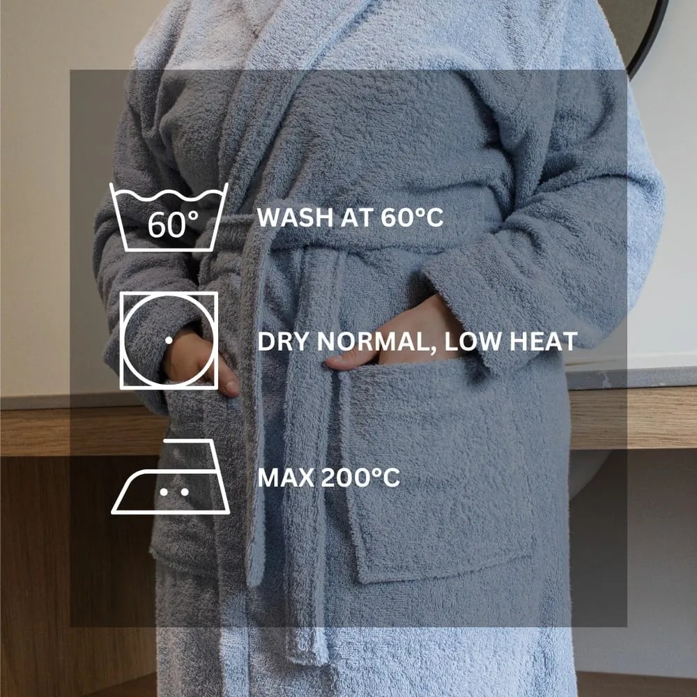 Világos rózsaszín pamut fürdőköpeny S/M Lindu – Tiseco Home Studio