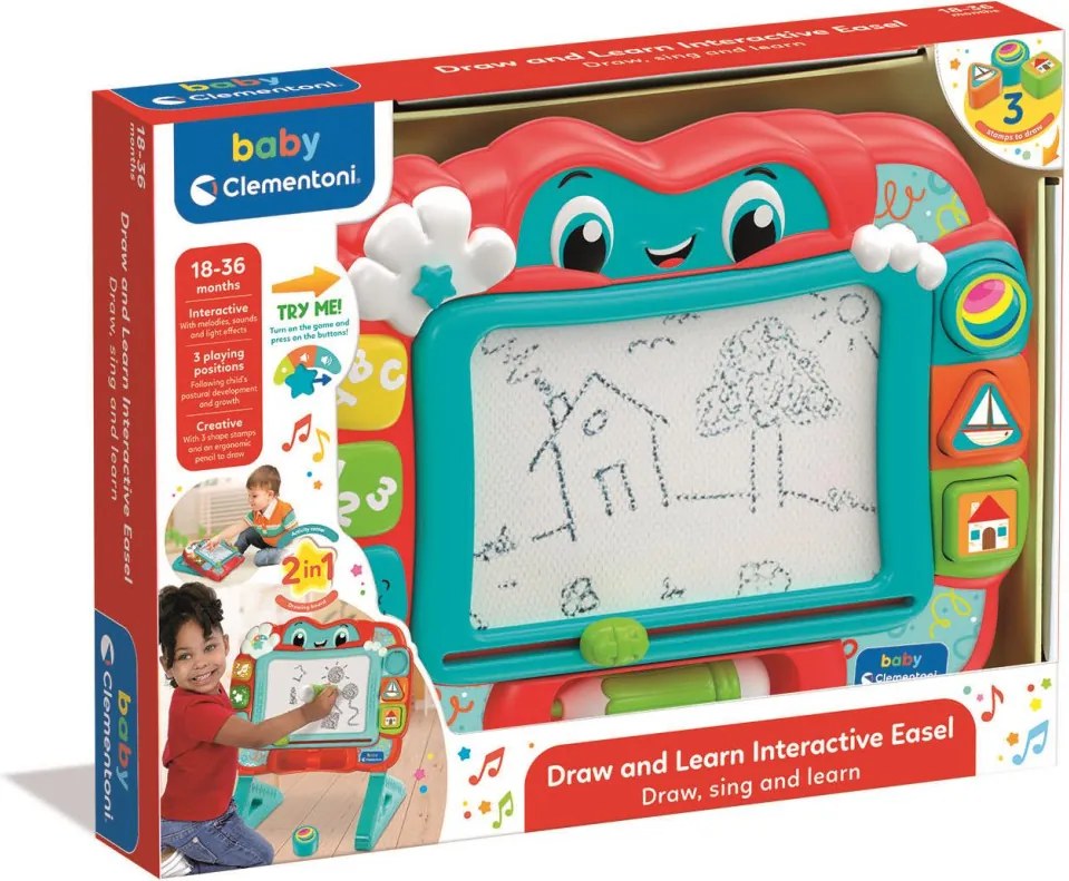 Színes Smile interaktív mágneses rajztábla fényekkel és hangokkal Clementoni