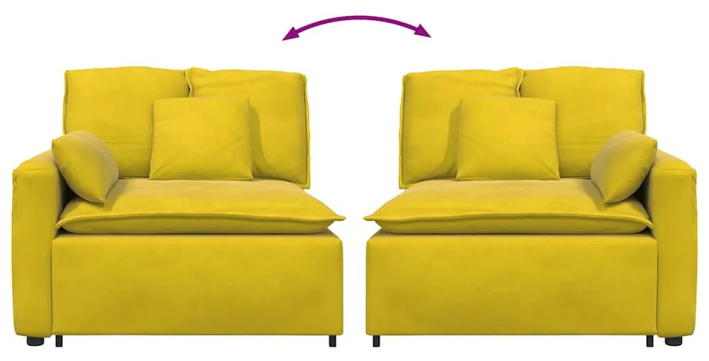 sárga moduláris kanapé karfás végmodul párnákkal 100 cm