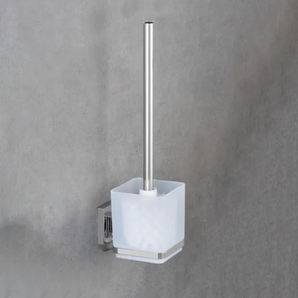 WENKO 22695100-WC WC-kefe VACUUM-LOC QUADRO ED 9,5x37 cm ezüst/fényes króm/átlátszó