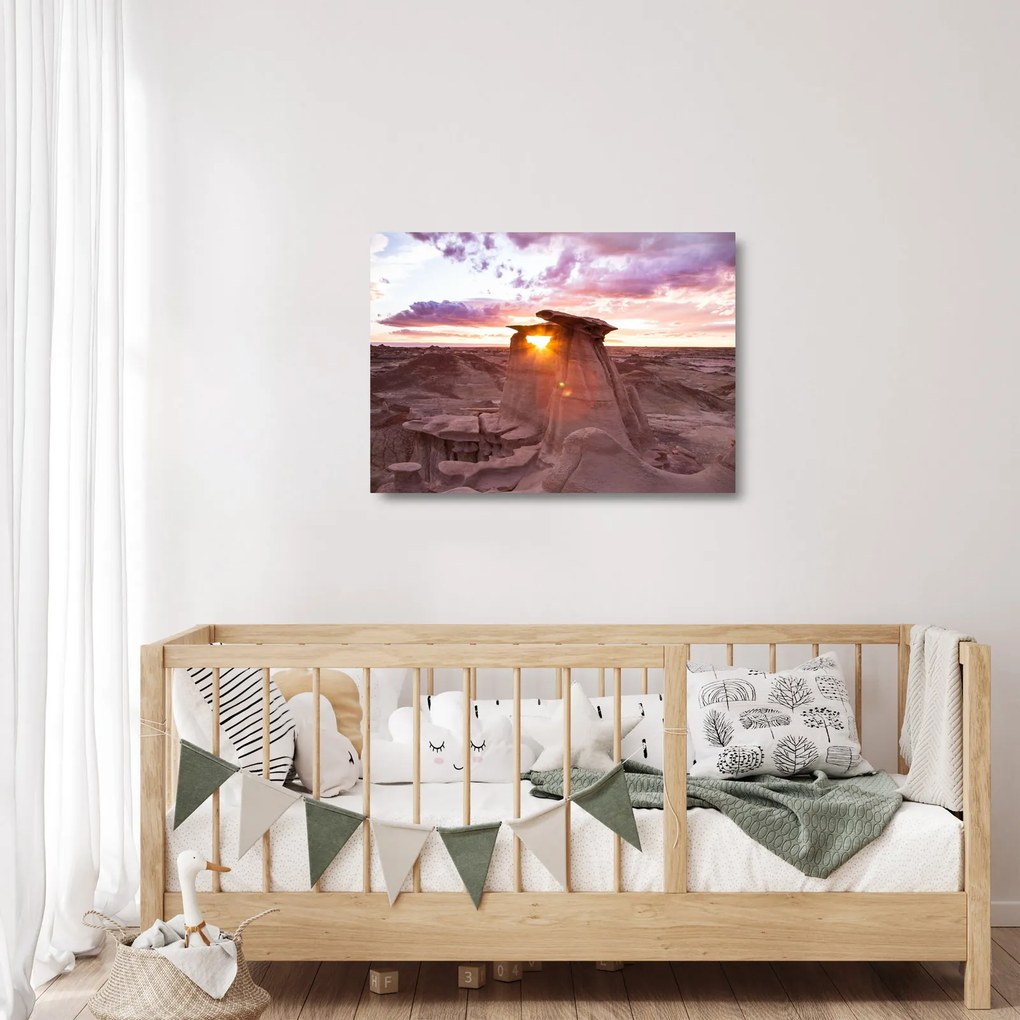 Kép - naplemente a sivatagban (üvegen) (70x50 cm)