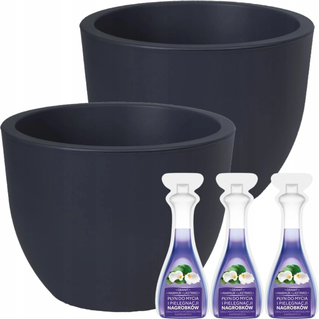 2x Kerek sírkő kaspó temetőbe Folyadék sírkövekhez 3x40ml