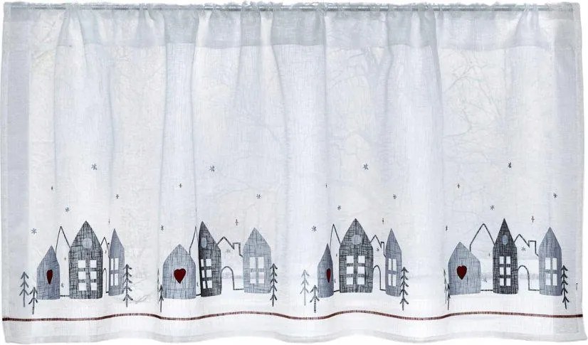 30/120 Házikó Mintás Hímzett Függöny