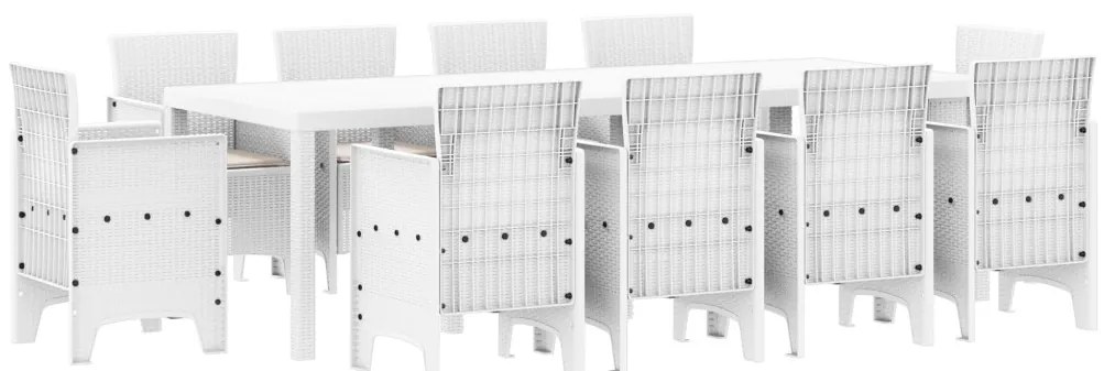 Kert étkező szett 11 pcs Fehér Polt rattan