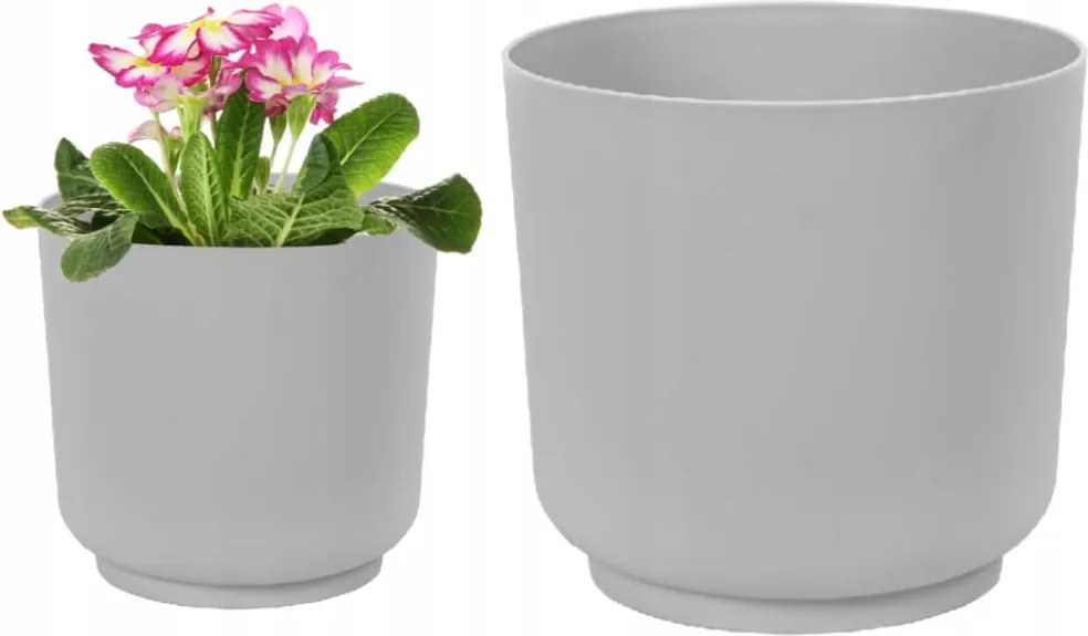 Fedő műanyag, matt szürke virágtartó 17x16,8 cm