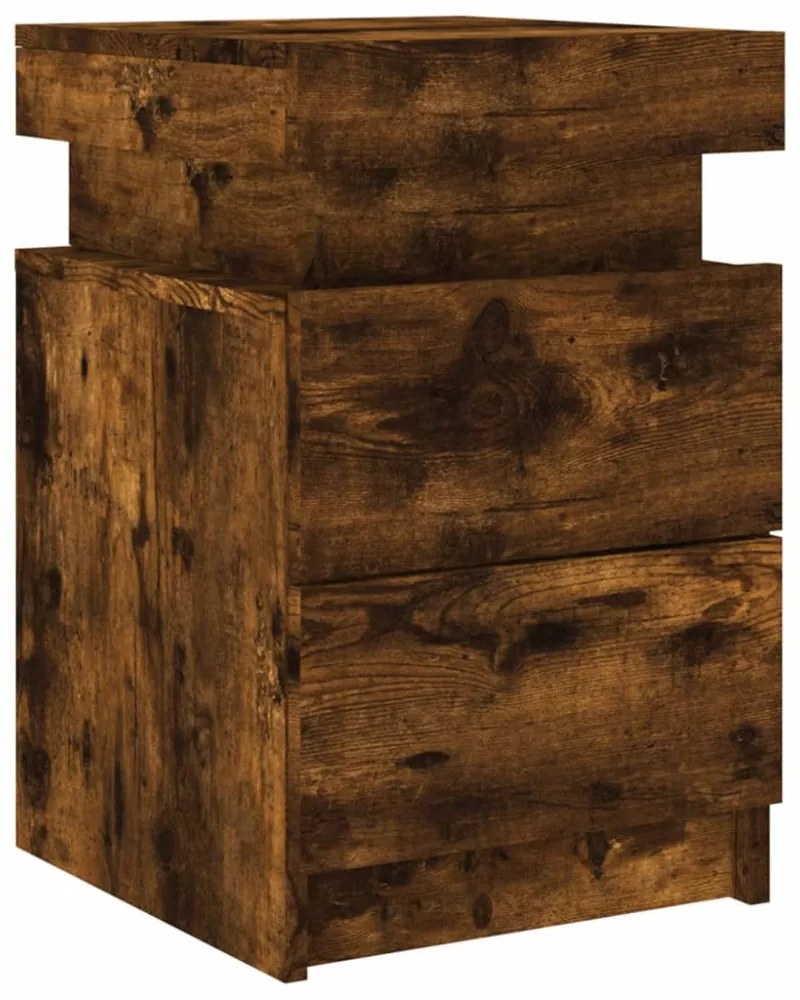 2 db sonoma tölgy színű éjjeliszekrény LED-ekkel 35x39x55 cm