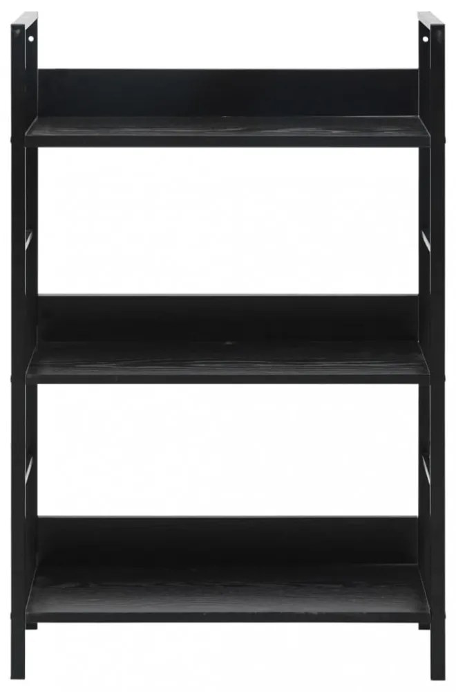 3 szintes fekete szerelt fa könyvespolc 60 x 27,6 x 90,5 cm