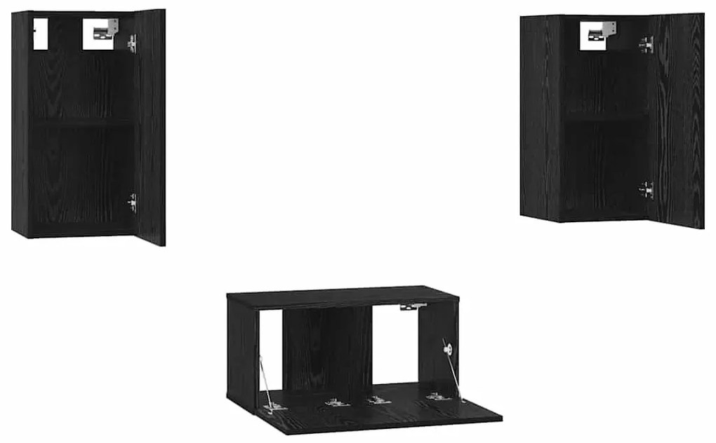 TV szekrény garnitúra 3 pcs Musta tammi 60 x 30 x 30 cm Faanyag