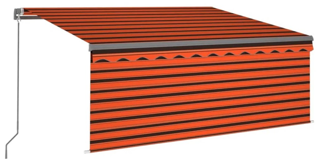 narancssárga-barna LED-es napellenző redőnnyel 3,5 x 2,5 m