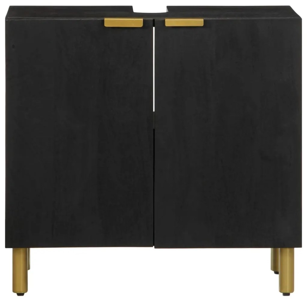 Fekete szerelt fa fürdőszobai mosdószekrény 62 x 33 x 58 cm