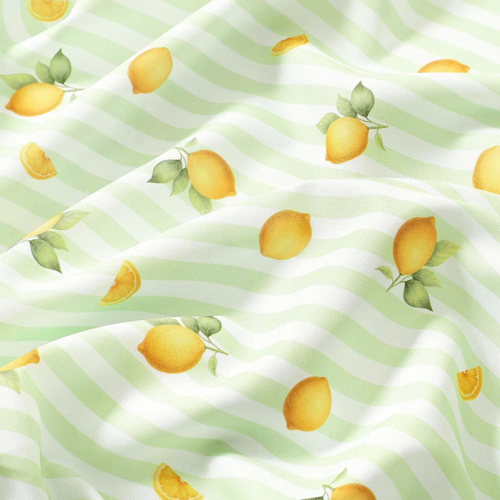 Goldea teflonos asztalterítő - citromok zöld csíkos alapon 120 x 140 cm