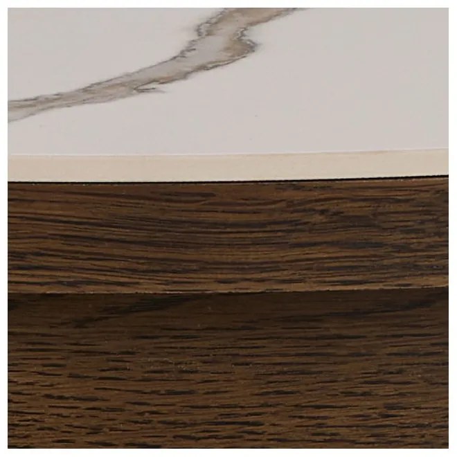 Bézs-sötétbarna kerek dohányzóasztal kerámia asztallappal ø 90 cm Southampton – Actona