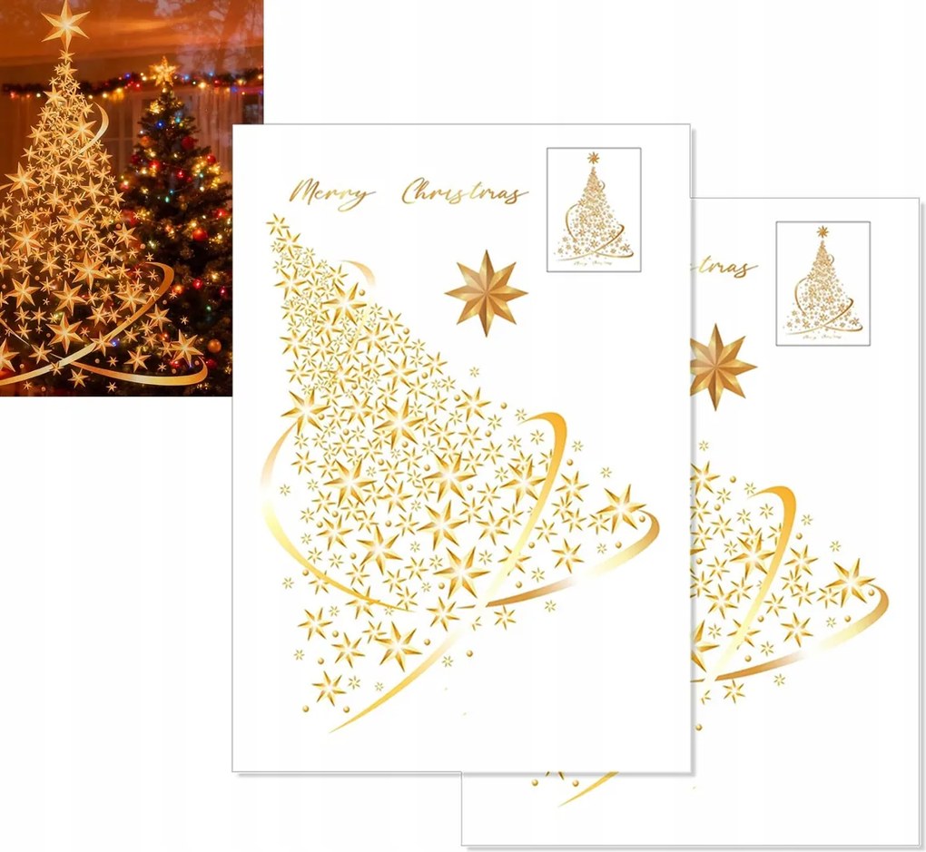 2db Karácsonyi arany matricák Statikus matricák Újrafelhasználható matricák