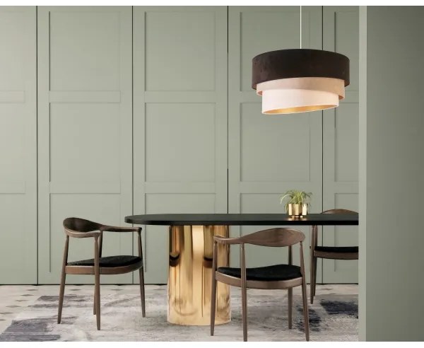 Duolla - Csillár zsinóron DEVON 1xE27/40W/230V átm. 45 cm fekete/bézs