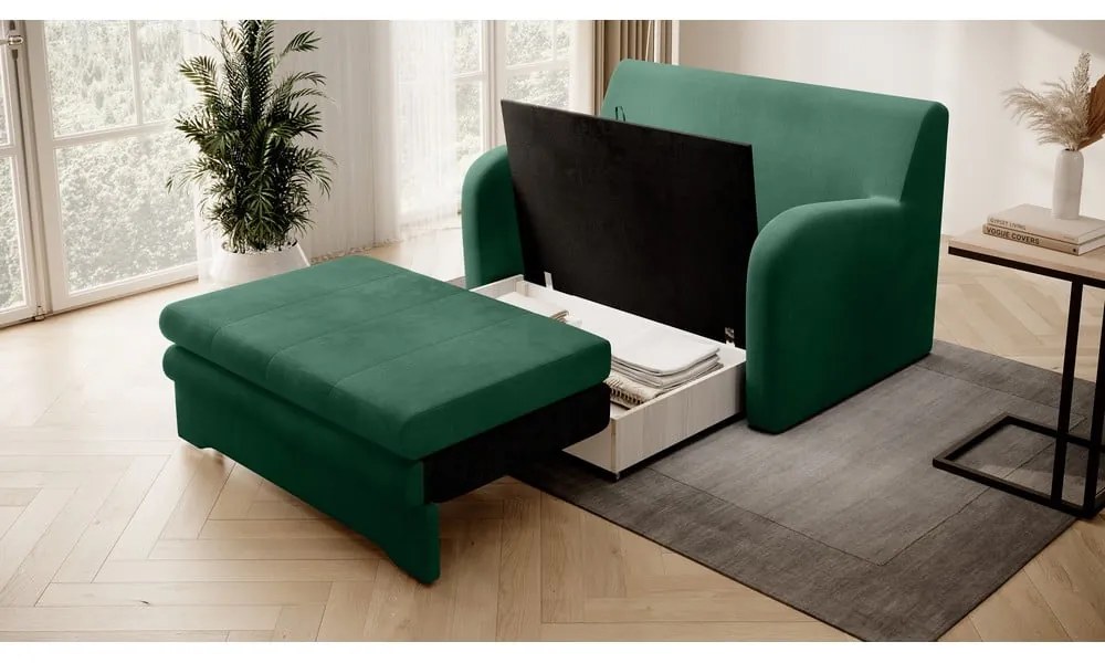 Zöld bársony kinyitható kanapé 130 cm Ario – ELTAP