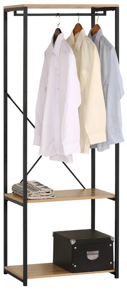 Intenso Home ruhafogas polcokkal 60 x 167cm sonoma tölgy | Előszobai ruhatároló cipőtartóval / nyitott gardrób