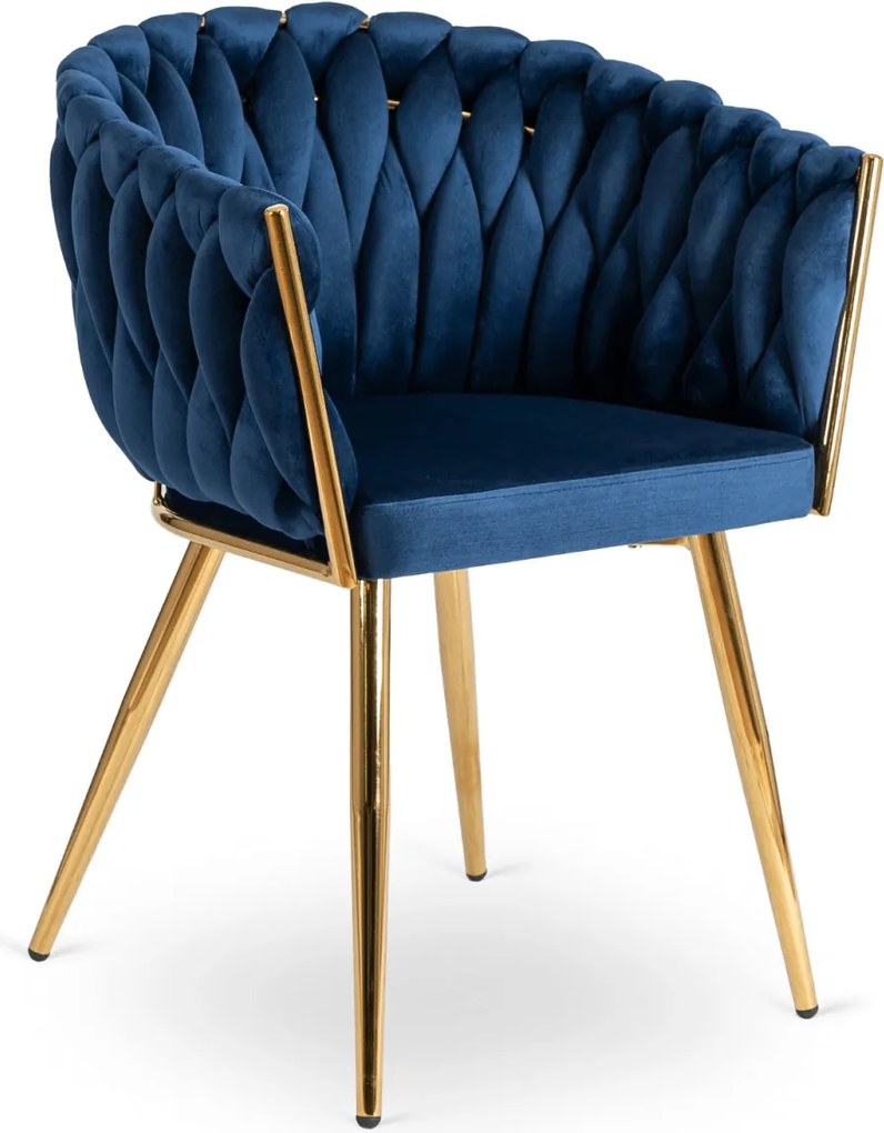 Fonott bársony szék sötétkék színben, CAPI