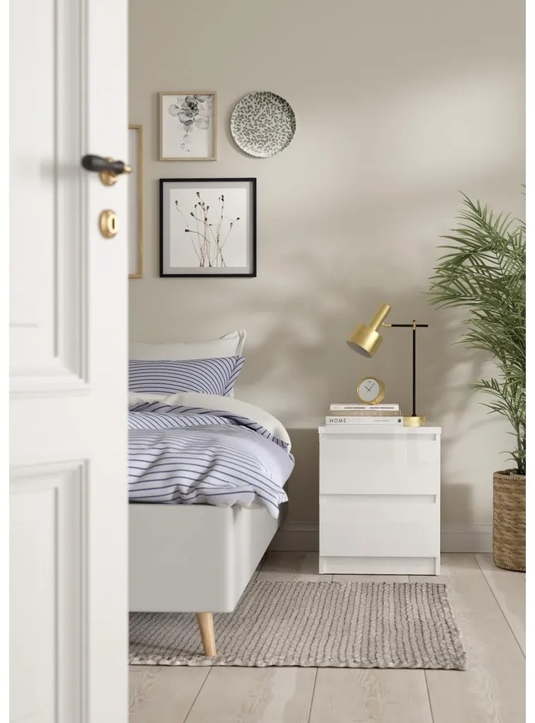 Simplicity III éjjeliszekrény, fehér fényes