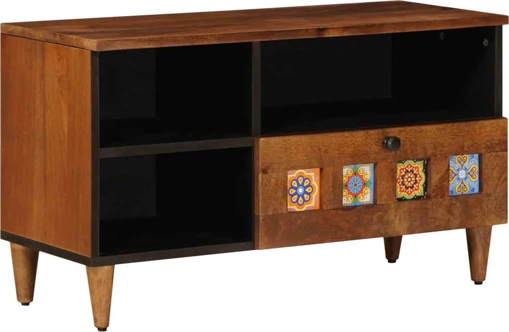 vidaXL TV szekrény fiókkal Dió 80 x 33 x 46 cm Tömör Mangófát