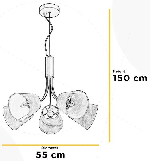 ONLI - Csillár zsinóron ASIA 5xE14/6W/230V