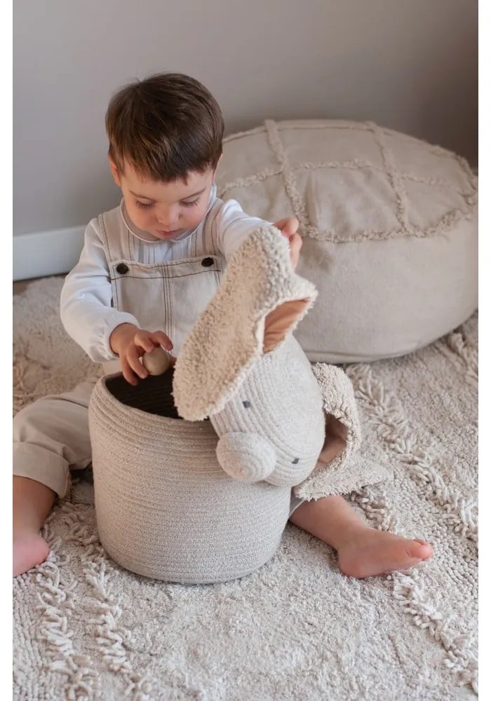 Krémszínű textil játéktároló kosár ø 25x30 cm Rita the Rabbit – Lorena Canals