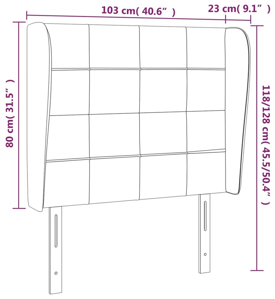 fekete szövet fejtámla szárnyakkal 103 x 23 x 118/128 cm
