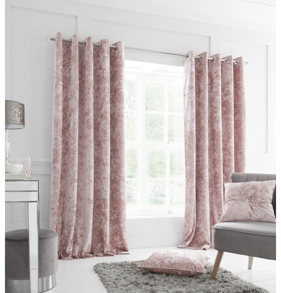 Rózsaszín függöny szett 2 db-os 168x229 cm Crushed Velvet – Catherine Lansfield