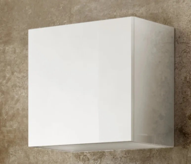 CITY egyajtós fali szekrény, fehér, magasfényű vázzal és előlapokkal