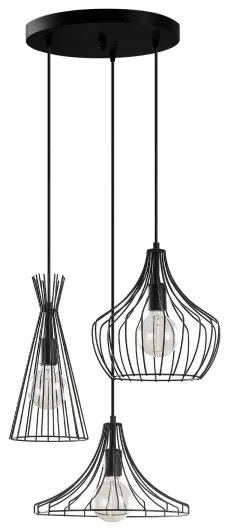 Csillár zsinóron MEZOPOTAMYA 3xE27/40W/230V fekete