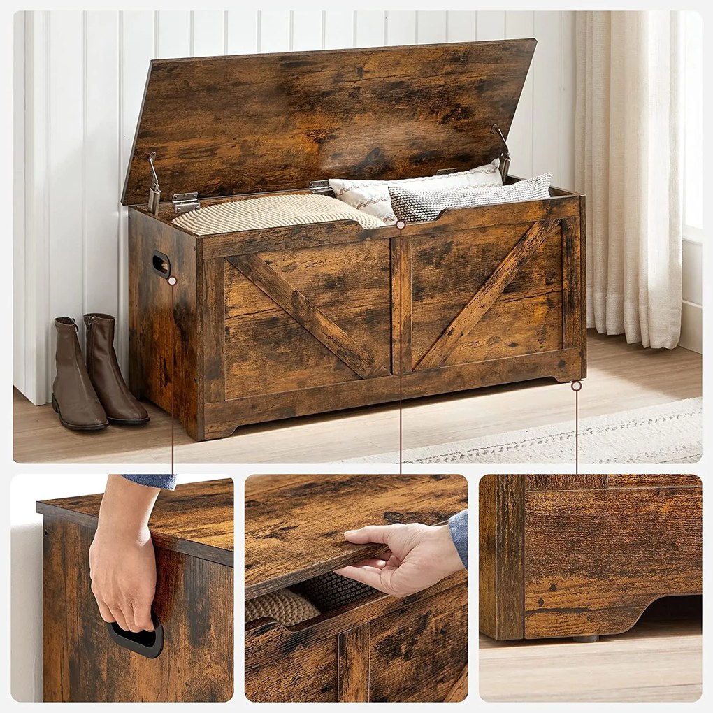 Tárolóláda, ülőláda 100 x 46 x 40 cm rusztikus barna