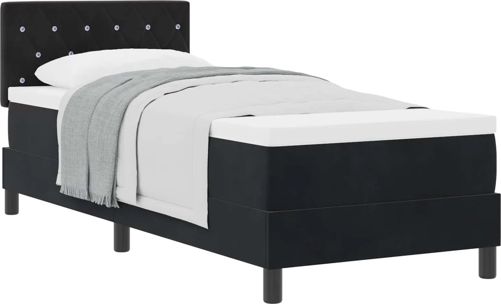 vidaXL Boxrugós ágy matracmal fejtámlával Fekete 80 x 200 cm Bársony