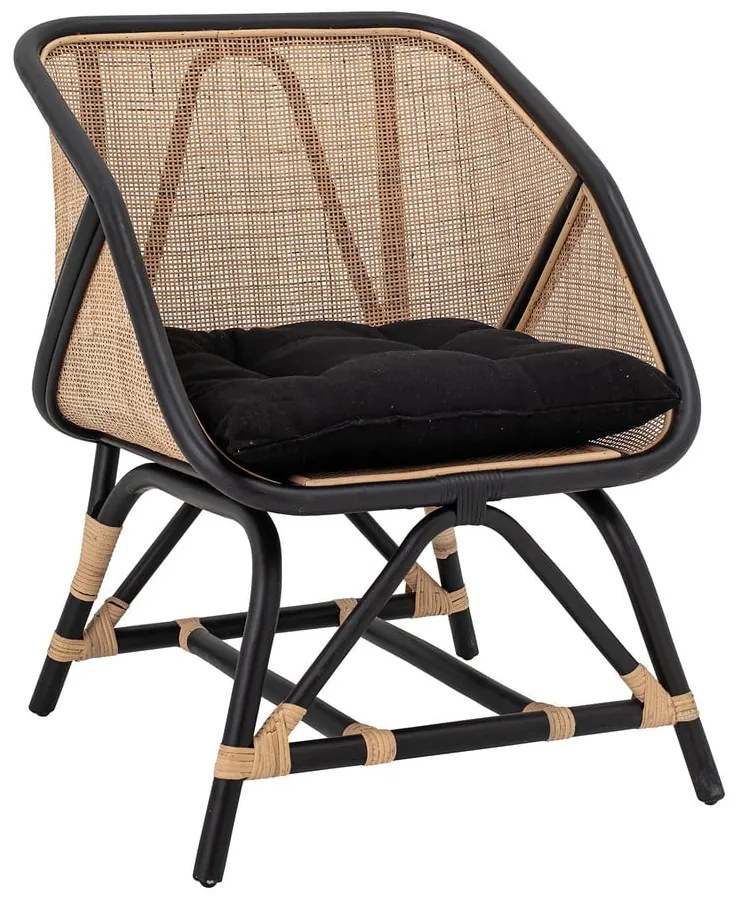 Fekete-bézs fotel szövött résszel Loue - Bloomingville