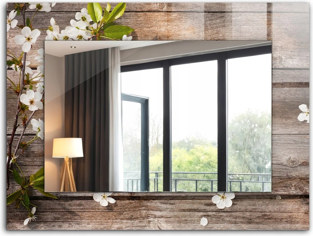 Gyönyörű modern tükör dekoratív kerettel loft dekoráció 80x60 Virágok a fán