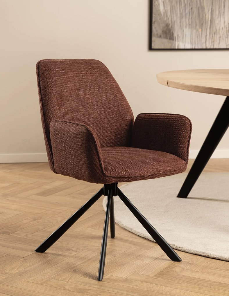 MAZZONI EXPORT YUNI Terrakotta (Basel 44 szövet) - MODERN KÁRPITOZOTT FORGÓSZÉK NAPPALIBA/ÉTKEZŐBE/LOFT IRODÁBA
