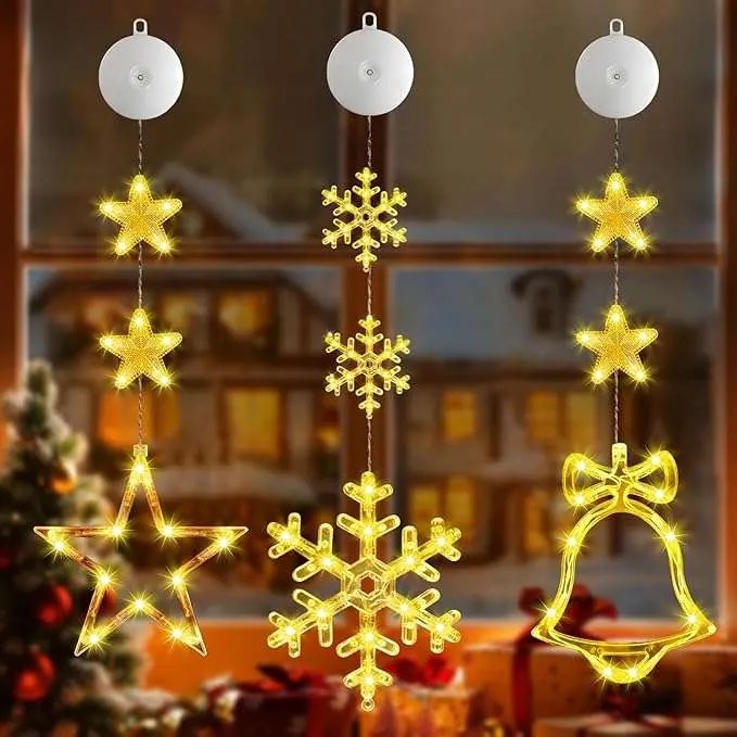 Karácsonyi lámpák beltéri ablakokhoz Led lógó dekoráció 3 db