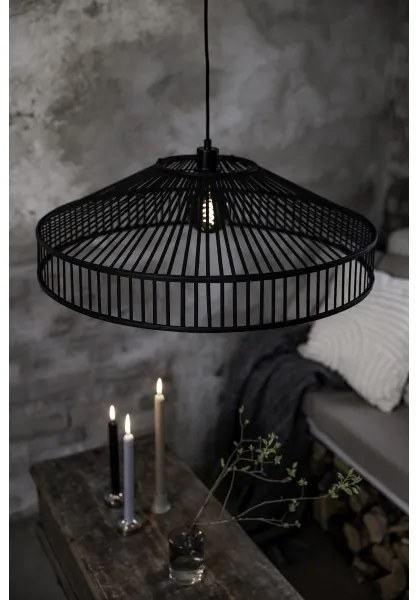 Markslöjd 108782 - Csillár zsinóron TAPA 1xE27/40W/230V fekete/bambusz